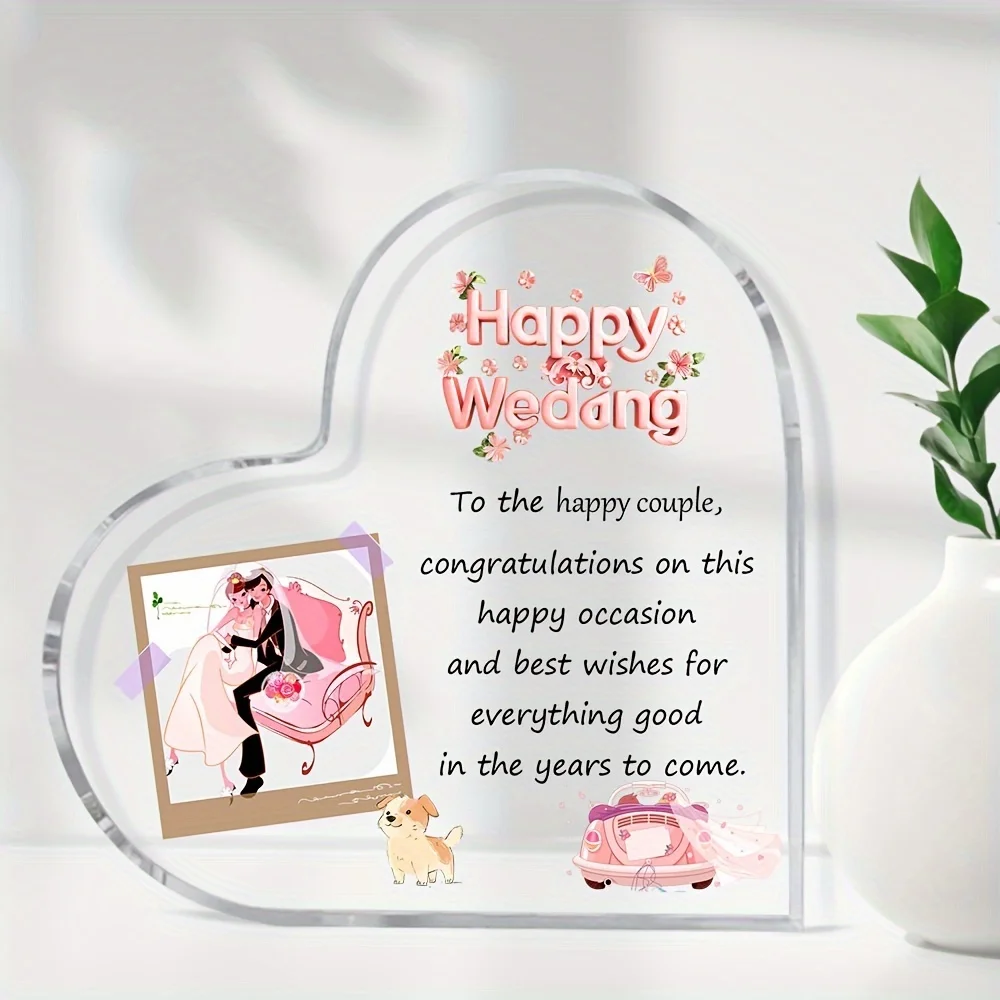 Precious Friends & Siblings Acrylic Heart Wedding Gift, Perfect Desk & Home Decor for Happy Couples