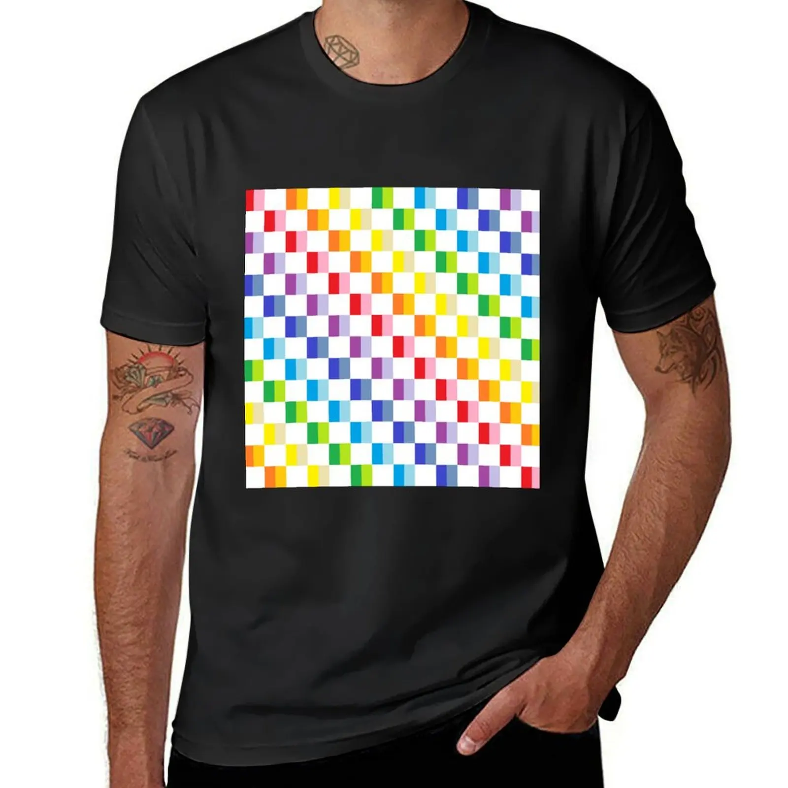 

Checkered Broader Spectrum Rainbow T-Shirt boys whites anime figures oversized anime stuff mens clothes