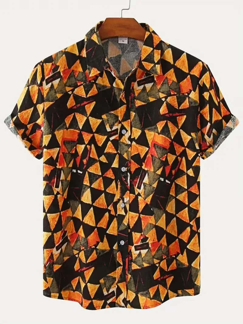 

Новая мужская роскошная льняная рубашка в стиле ретро с короткими рукавами, с 3D-принтом в виде щупалец, повседневная рубашка в этническом стиле, мужская одежда, топ