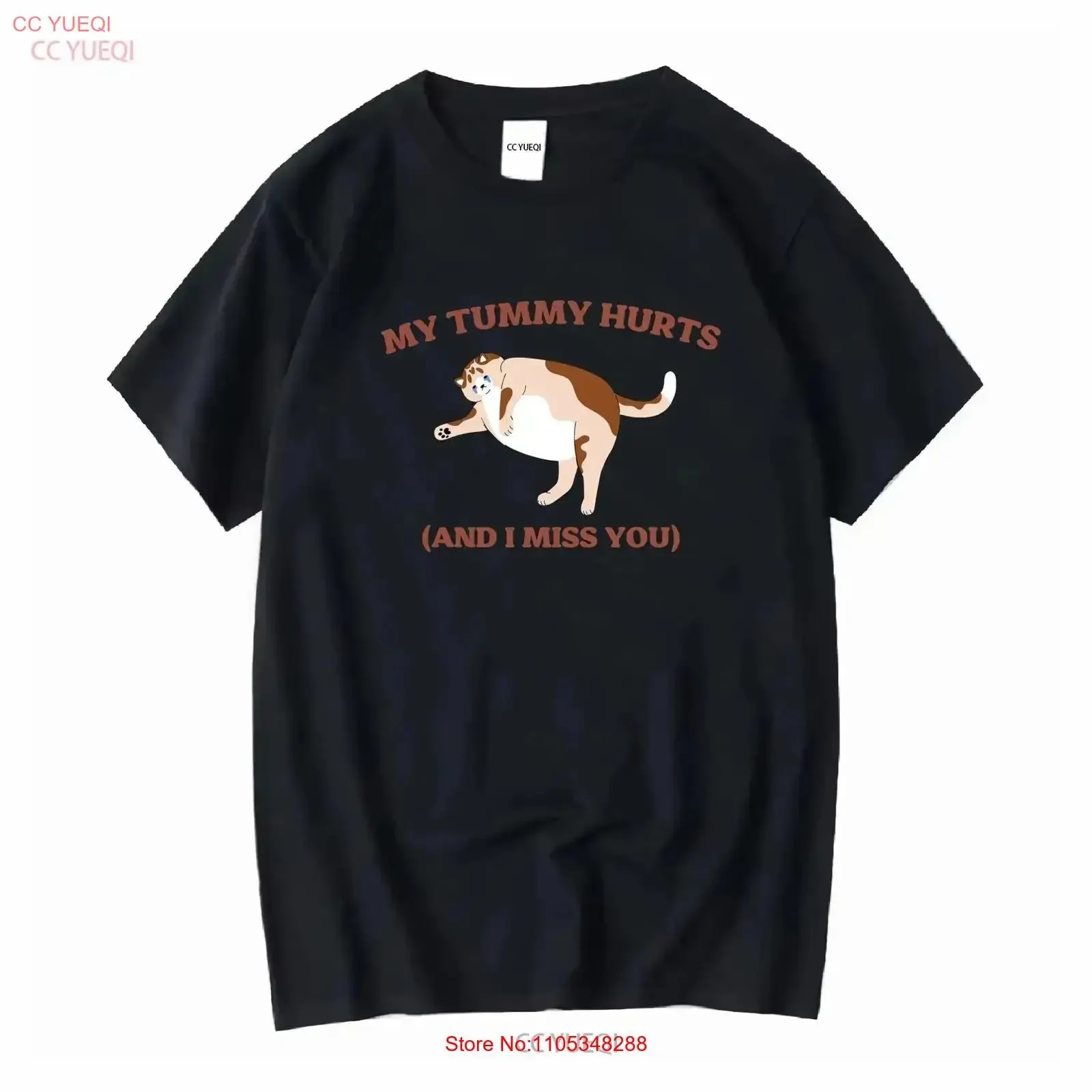 My tummy hurts silly cat tee T Shirt city Vintage Funny Humor Unique Idea Trendy Quirky Hilarious Design Washed graphic
