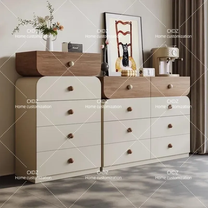 Solid Wood Wall Chest 8 Drawer Storage Cabinet Antique Style Bedroom Nightstand Locker Living Room Furniture