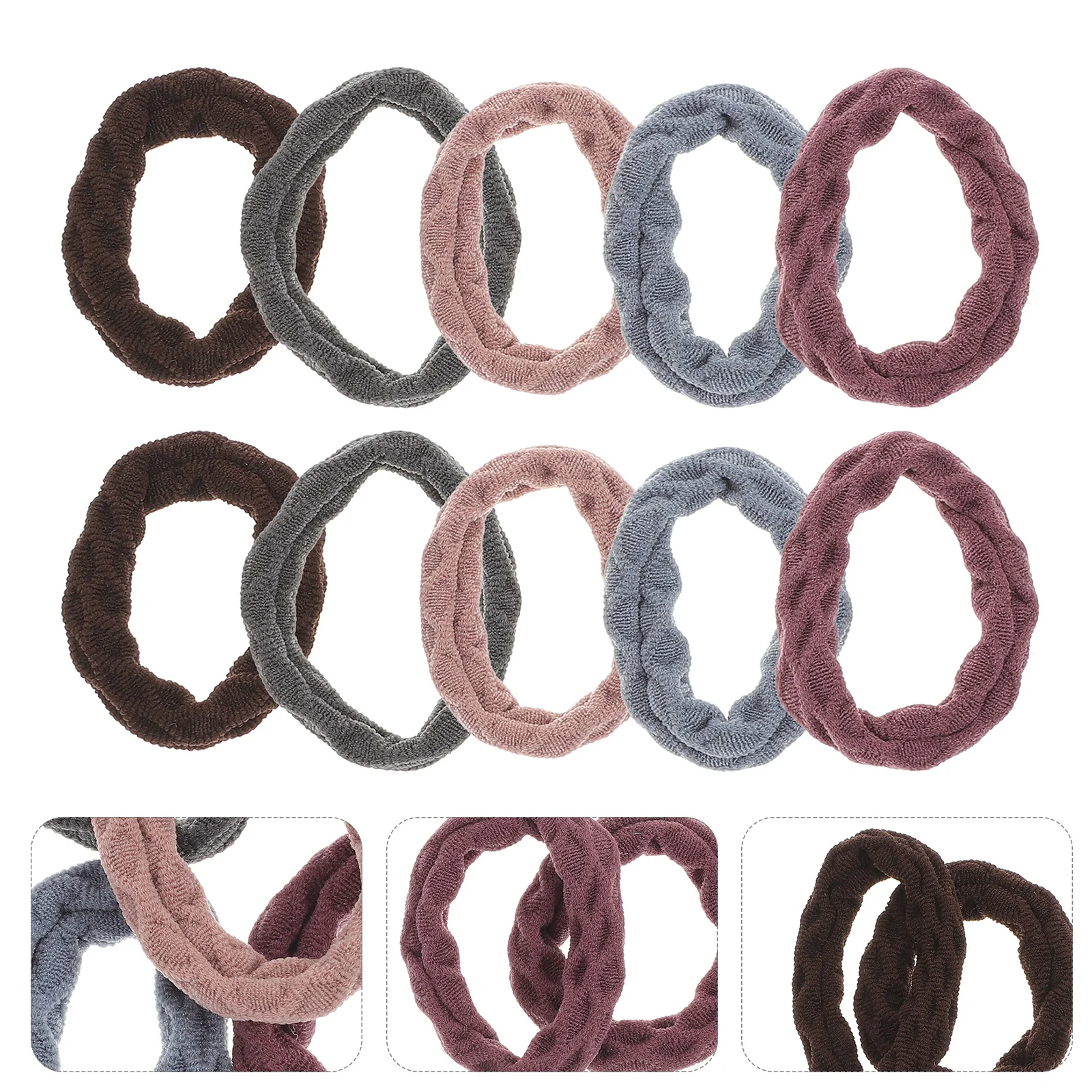 10pcs Donut Ponytail Holder For Women Stretch Ring Sports Hair Tie Sports Hair Accessories Multicolor Elastic