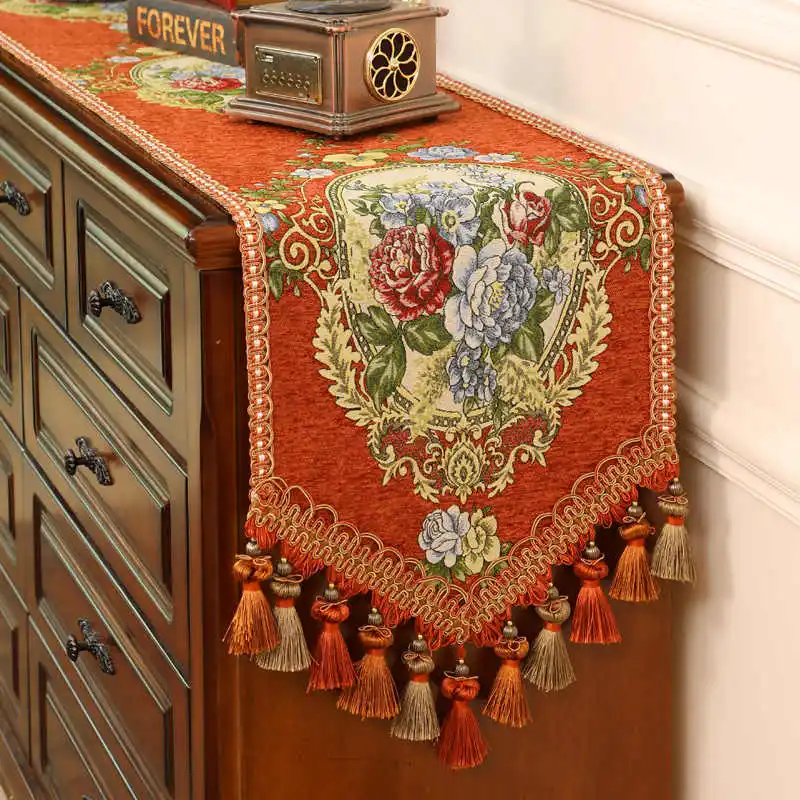 

Embroidery Table Runner Retro Luxury Home Decor Dining Room Jacquard Long Table Cloth Sideboard Cabinet Table Runner Cover Cloth