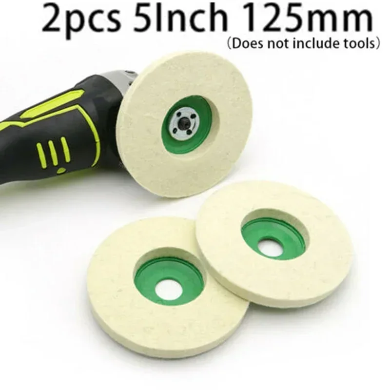 

2Pcs 5inch 125mm Wool Polishing Wheel Angle Grinder Buffing Disc Grinding Sanding Pads For Glass Ceramics Stone Metal Jewelry NE