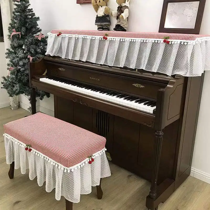 

GoodTop European Piano Cover Single/Double Stool Cover Piano Top and Keys Half Dust Cover Piano Furniture Protective Cover