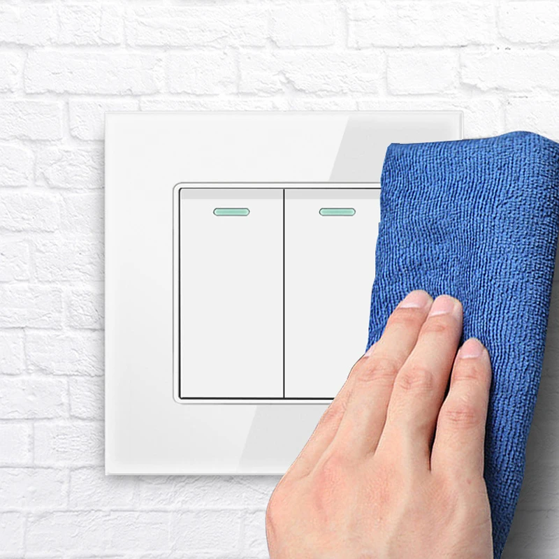 

Avoir White Glass Light Switch Push Power Button EU FR USB Type-C Electrical Outlets Sockets and Switches 220 v Home Improvement