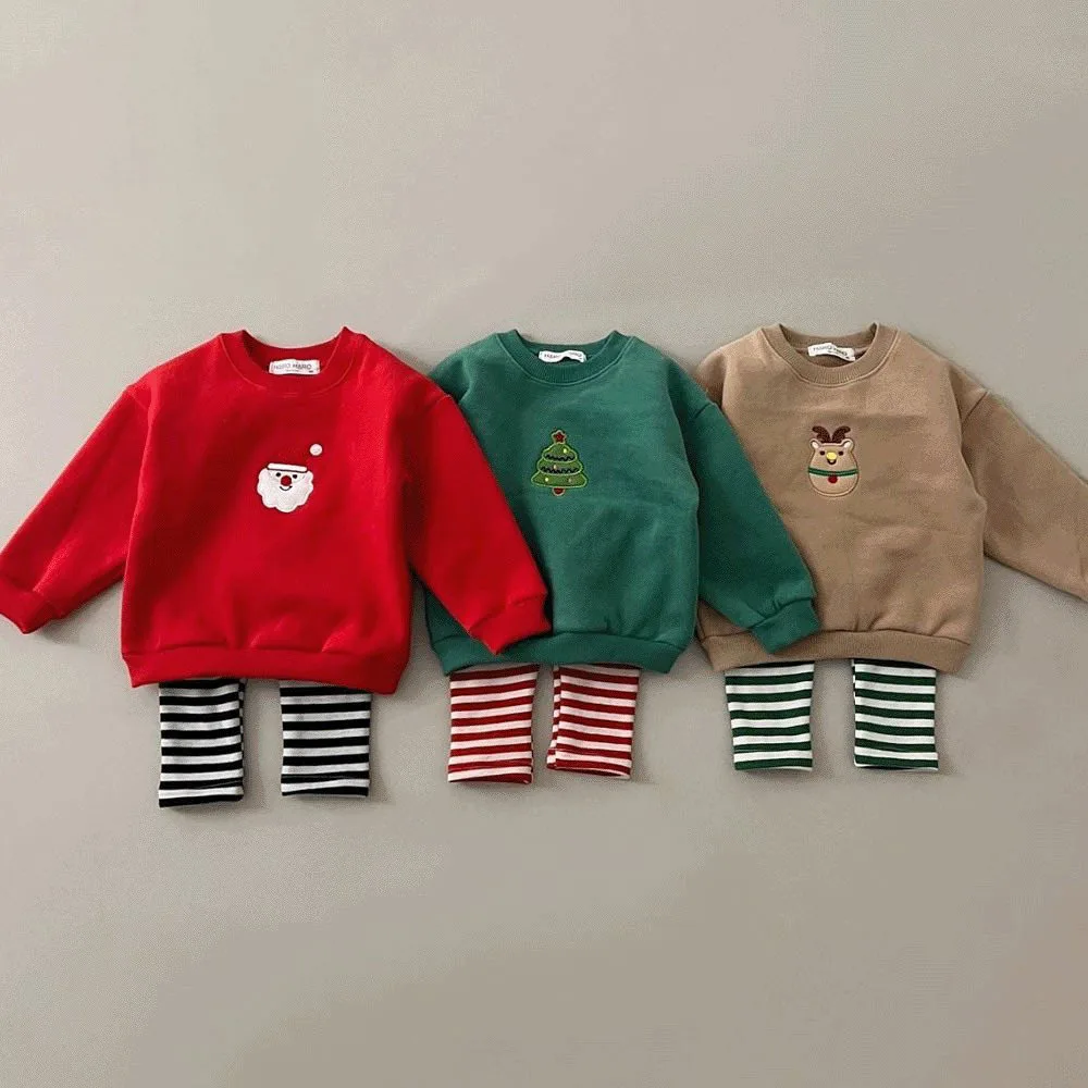 

Autumn Winter Children Christmas Thick Warm Long Sleeve Sweatshirt Girl Baby Cotton Embroidery Tops Boy Kid Fashion Sweatshirts