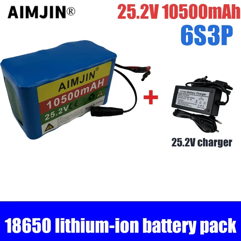 Rechargeable lithium battery with charge, protection, 6S3P, 25.2V, 10500mAh, 18650