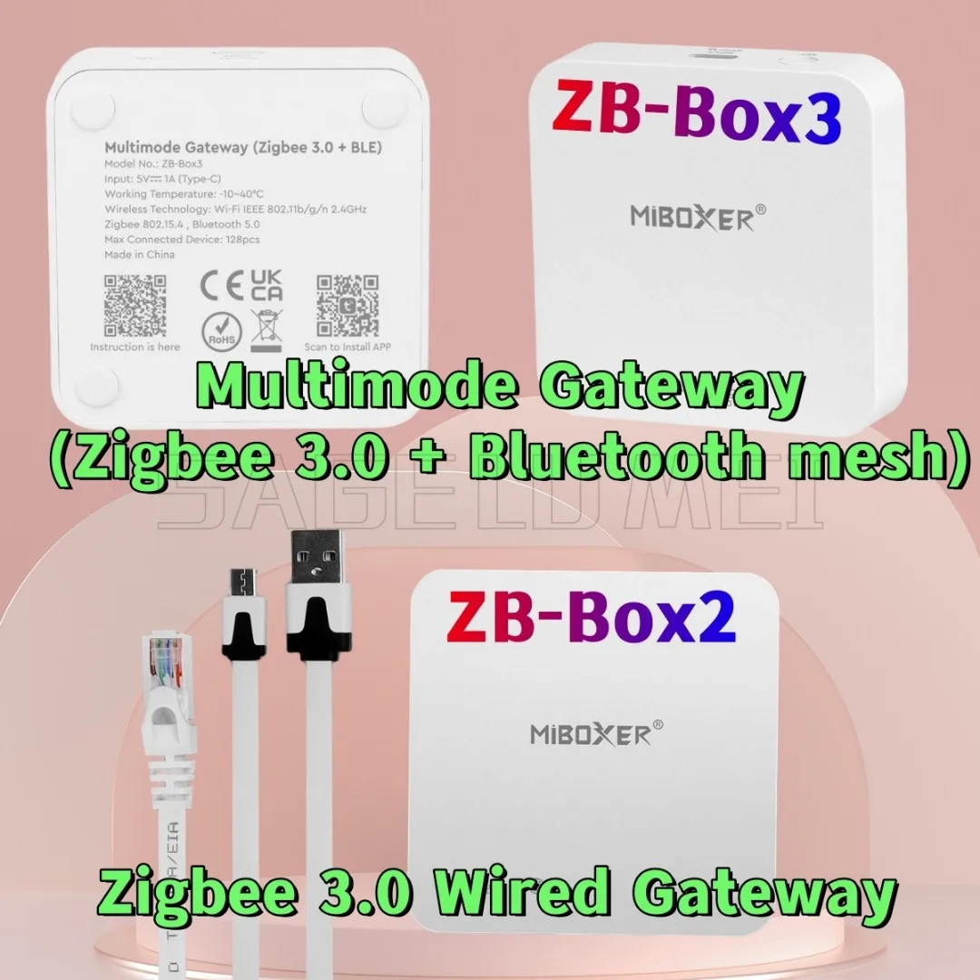

ZB-Box2 ZB-Box3 Miboxer Zigbee 3.0 Wired Gateway Bluetooth Single/Dual color/RGB/RGBW/RGBCCT TUYA APP Controller Compatible With