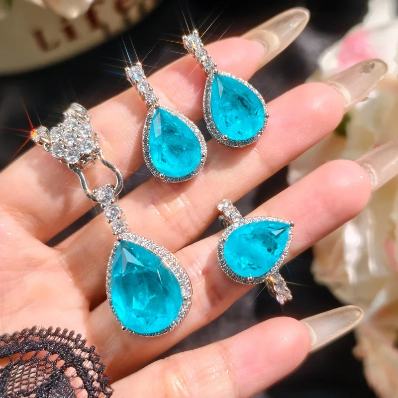Crystal jewelry - Ladies' engagement party pendant, earrings, and ring set of 3 pieces. Elegant jewelry. Jewelry.