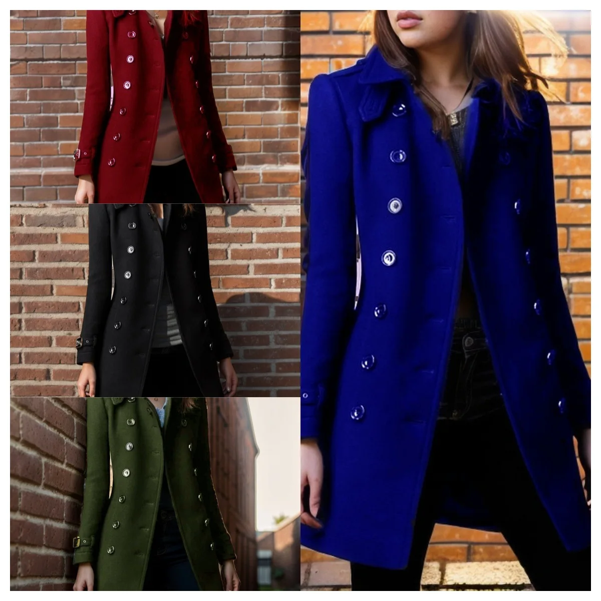 

Autumn Winter Turn-down Neck Woolen Jacket Coat Women Fashion Black Long Sleeve Double Breasted Loose Wool Coats Streetwear