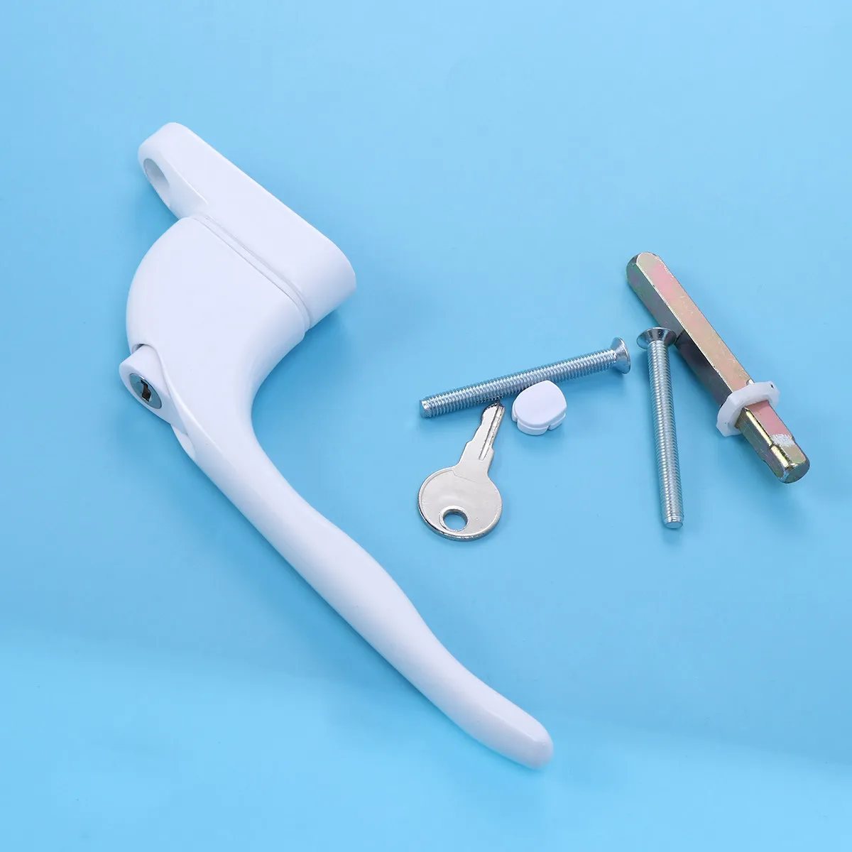 Aluminum Alloy White Window Handle Key Locking Push Button Easy Fit Inline Lever Lock Handle Home Safety Replacement