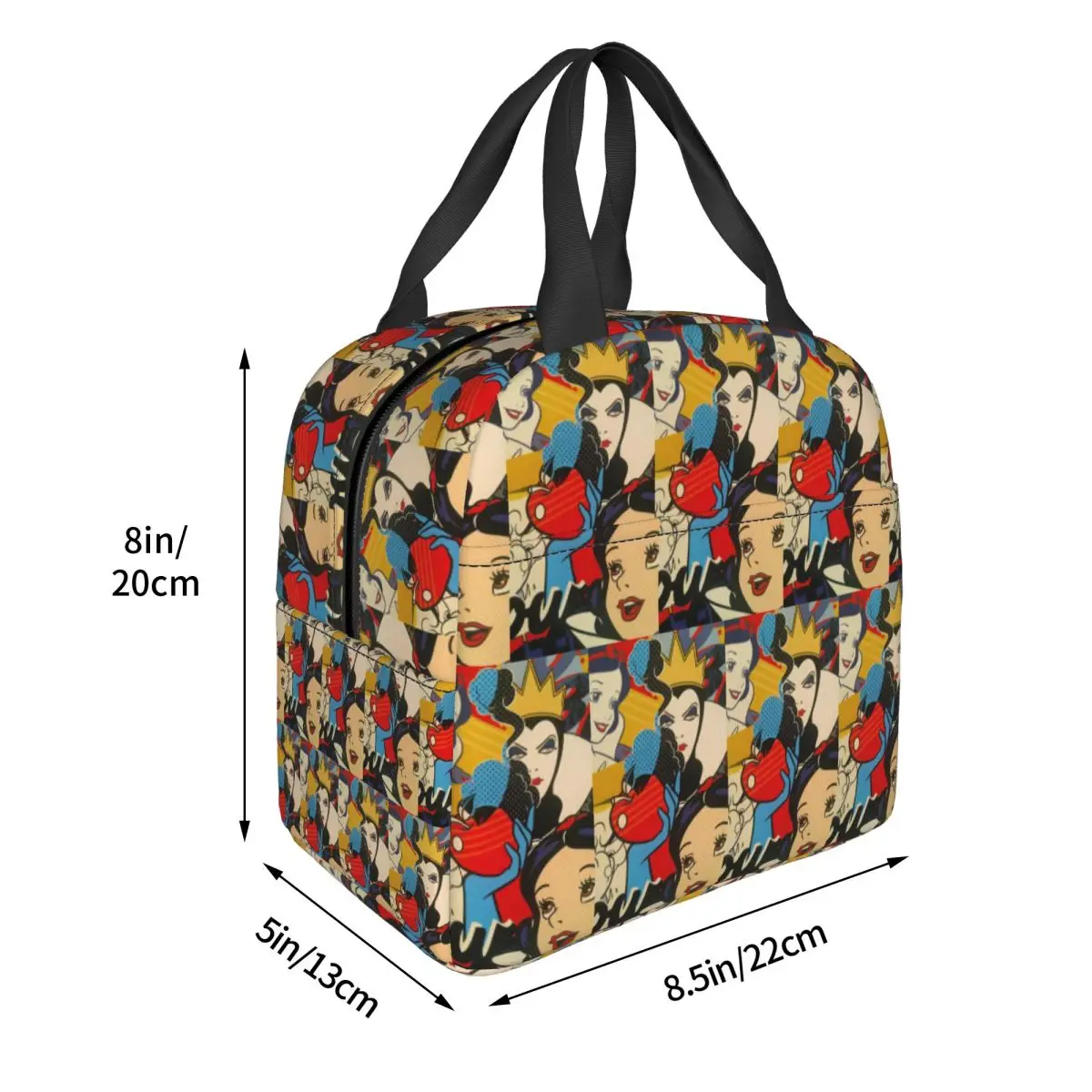 Cartoon Snow White And Villains Insulated Lunch Bag for Women Kids Portable Food Boxes Thermal Lunch Box Tote