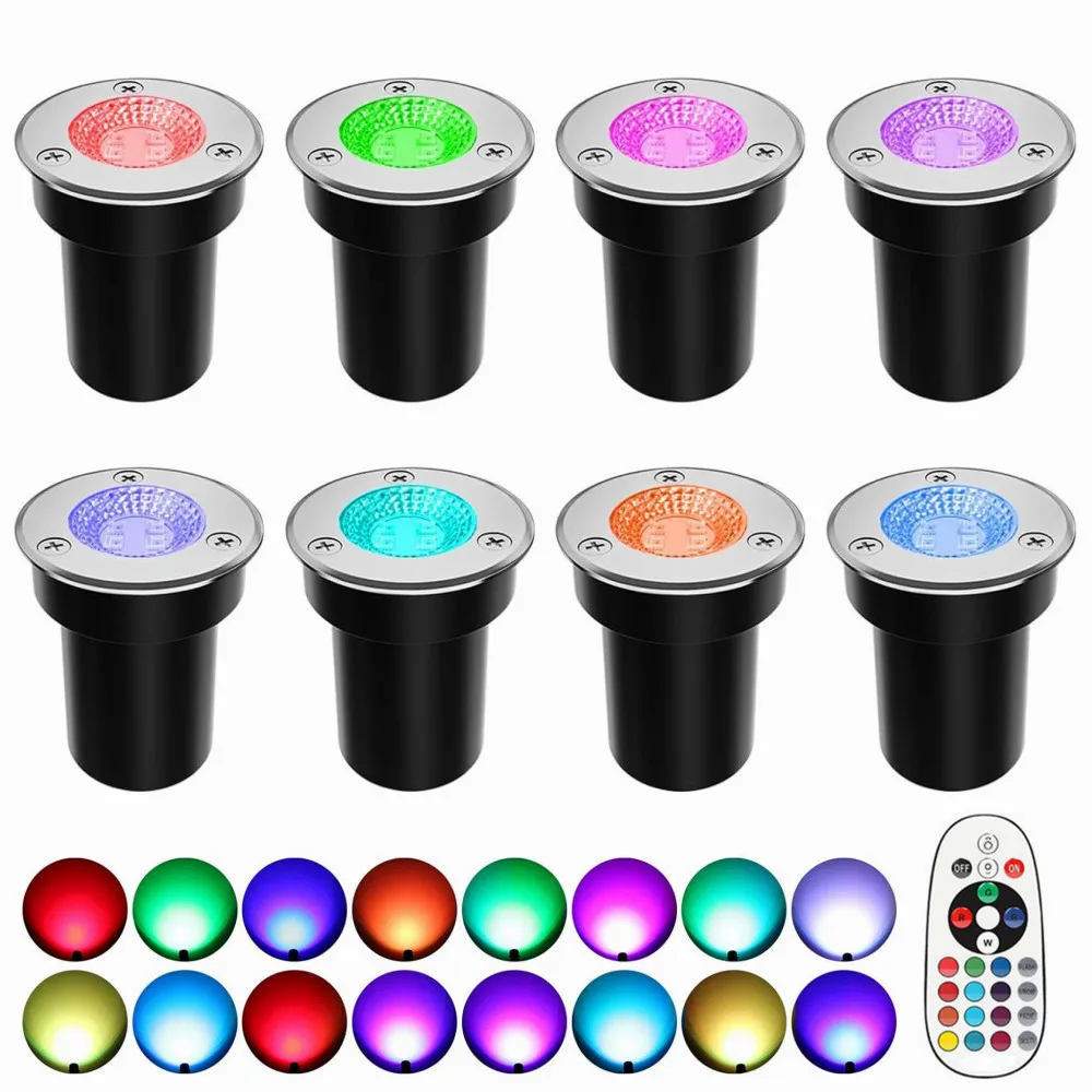 RGBW Low Voltage Landscape Light LED Color Changing Well Light Outdoor Waterproof In Ground Light 12V 6W Landscape Spotlight
