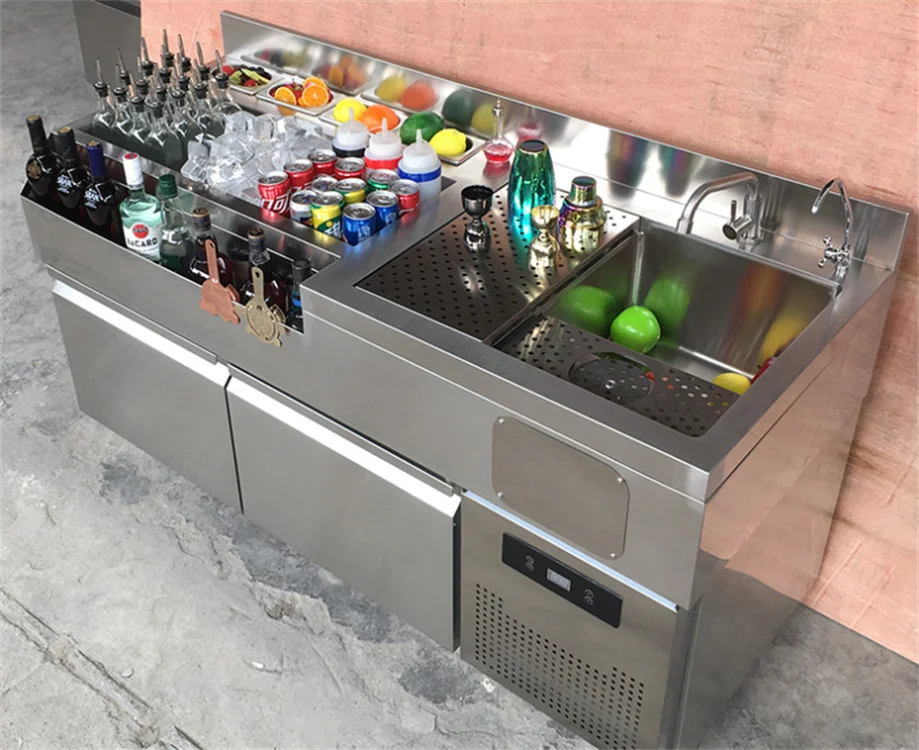 Professional Banquet Bartender Station Design Stainless Steel Mobile Bartender Station
