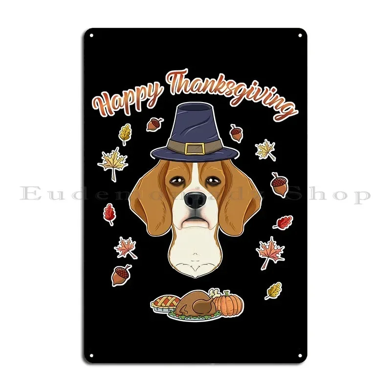 Thanksgiving Beagle Metal Plaque Poster PaintingParty Pub Custom Mural Tin Sign Poster