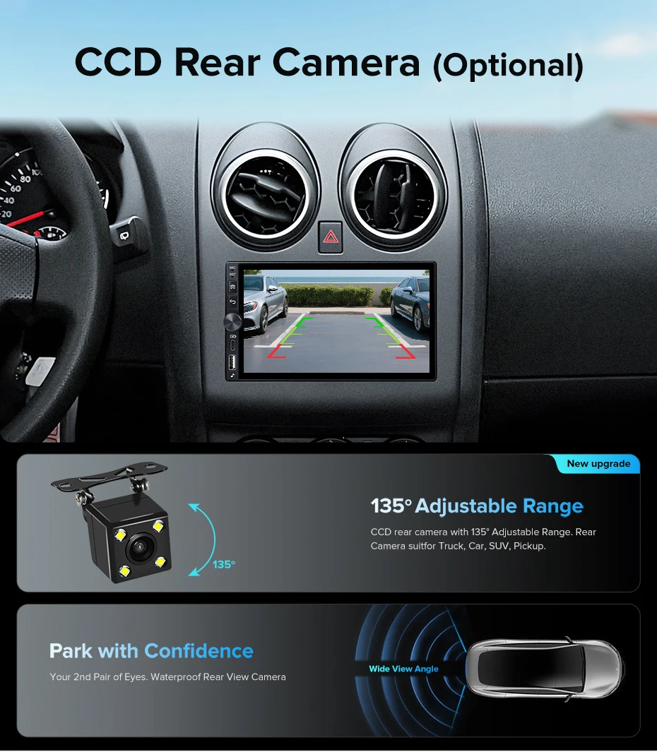 AINAVI Universal 2 Din Autoradio Carplay Wireless Android Auto HD 1280*720 IPS Touchscreen Typ-C USB Auto-Multimedia MP5 2DIN – Detail 11