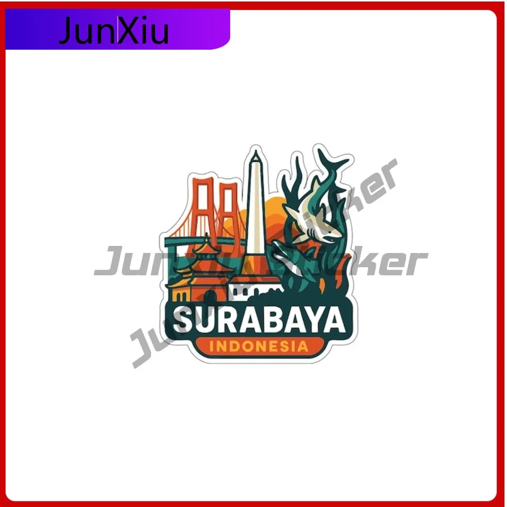 

Surabaya Indonesia City Sticker Scratch-proof Exterior Decorative Vinyl Decal Personalized Bodywork Motocross Windshield Guitar