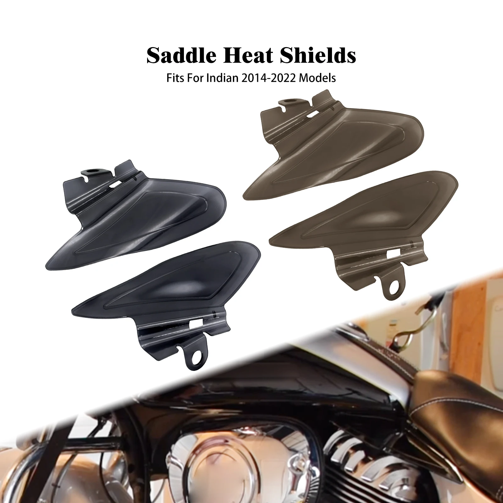 

Motorcycle Reflective Saddle Heat Shields Air Deflector Smoke/Grey ABS For Indian Roadmaster Chief Classic Chieftain 2014-2022