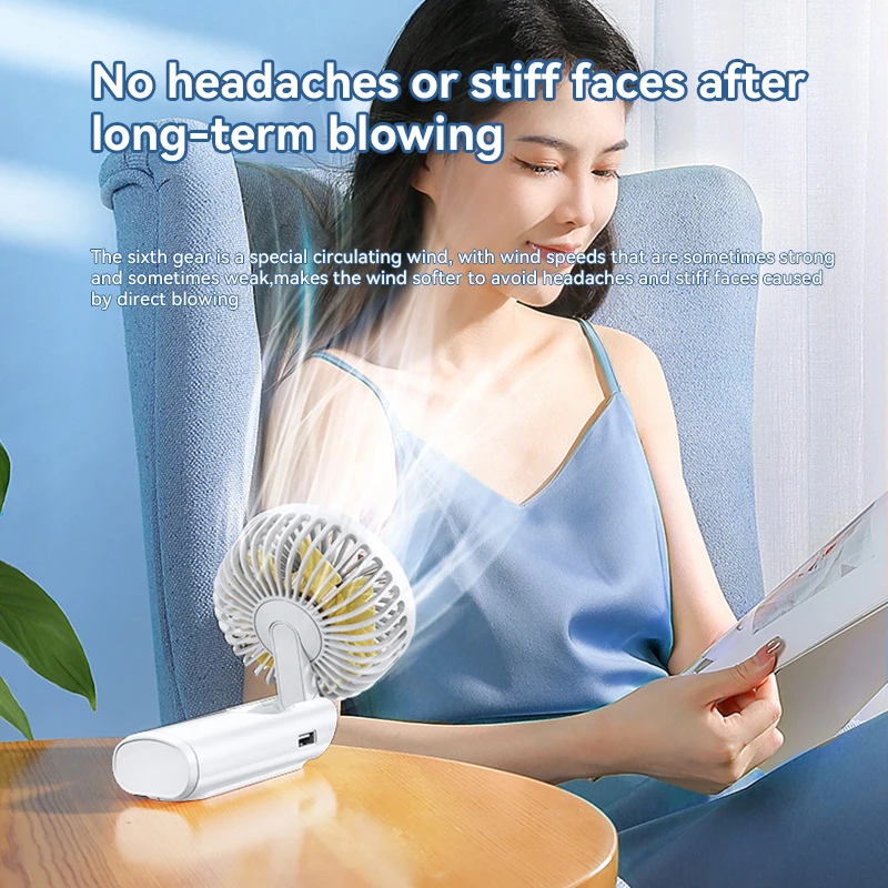 Handheld Foldable 4000mah Portable Mini Fan With 6-Speed Adjustable Wind Speed And Real Time Battery Display 2025 New Model Fan