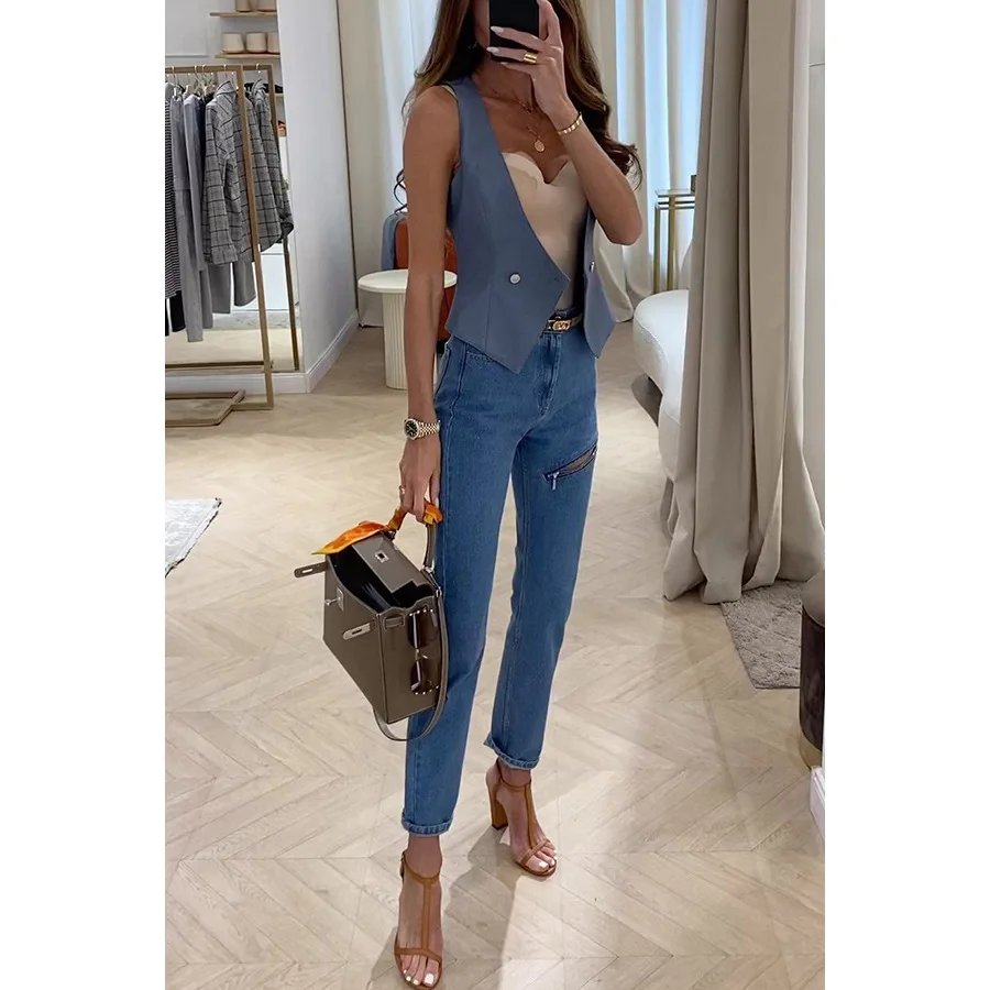 Trendy PU Leather Vest for Women Summer New Slim V Neck Sleeveless Jacket Female Fashion All Match Casual Streetwear Tops