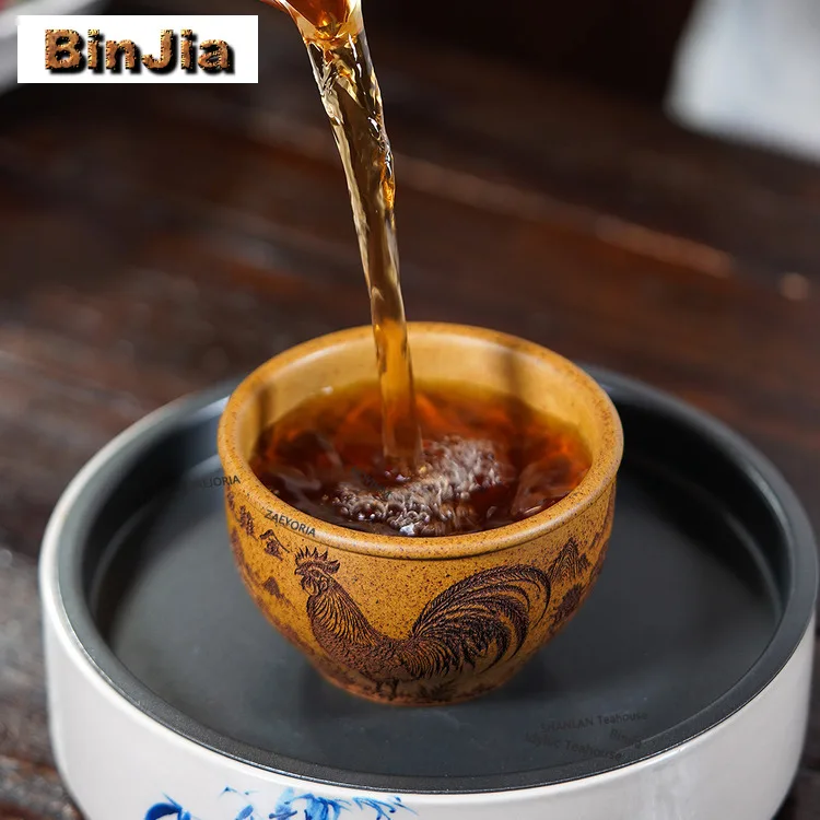 150ml Yixing Purple Clay Golden Rooster Teacup Antique Tea Bowl Mug Tea-tasting Smelling Cup Chazhan Master Cups Chinese Tea Set