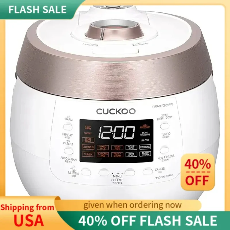 

Cuckoo 6 cup Twin Pressure Plate Rice Cooker & Warmer with High Heat, GABA, Mixed, Scorched, Turbo, Porridge, Baby Food, Steam