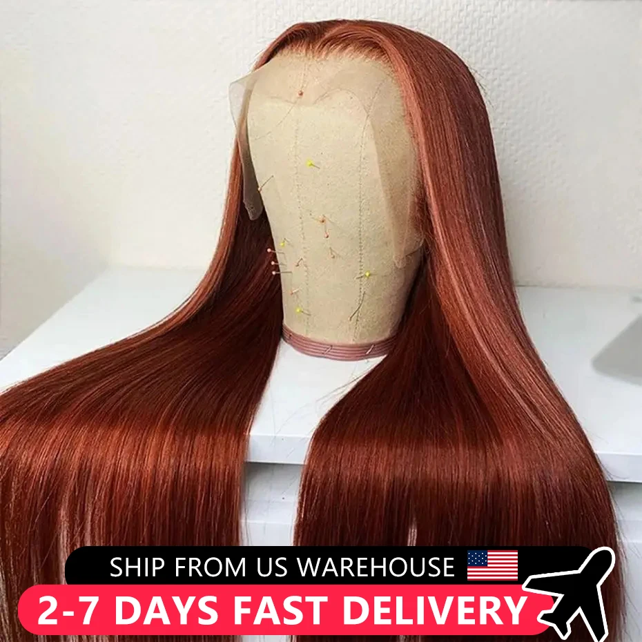 Reddish Brown Lace Front Wig Brazilian Remy Color Wigs Pre Plucked Straight 13x4 13x6 HD Transparent Human Hair Lace Frontal Wig