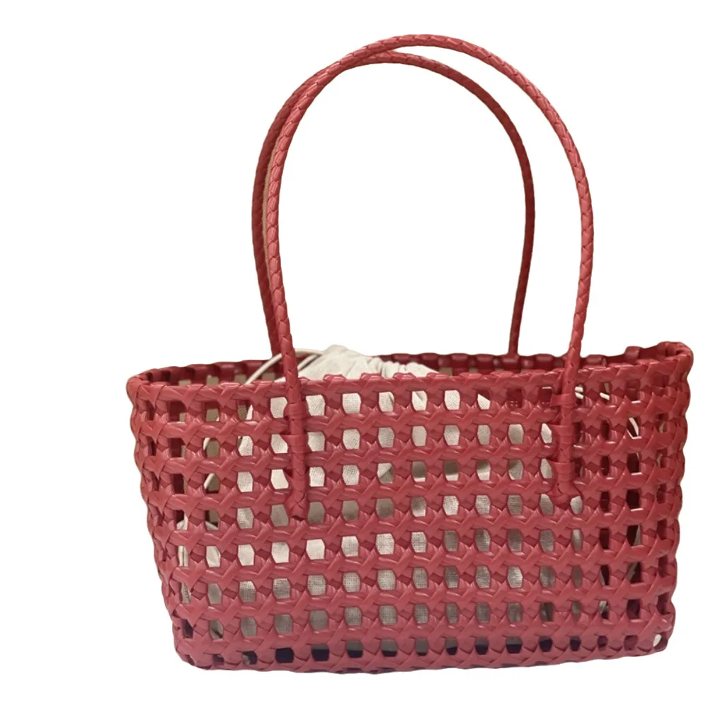 Bolsa de tejido hueco de plástico, bolso de playa de estilo bohemio de gran capacidad, bolso de cubo de estilo campestre, cesta de verduras, bolsa de viaje