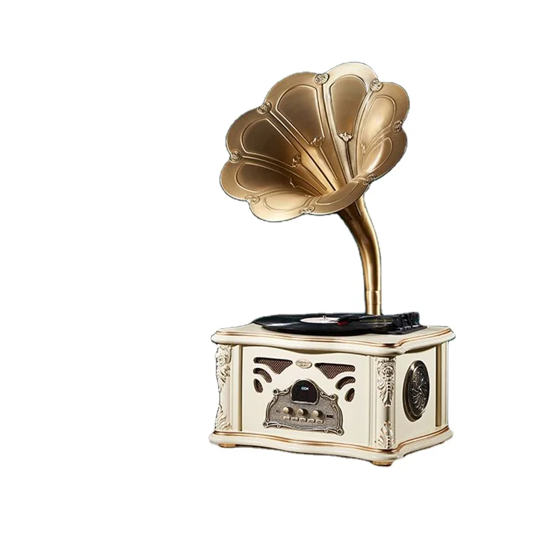 

Antique Wooden Gramophone Record Player with FM Radio Bluetooth Speaker for Home Decoration Hot Audio & Video Accessory