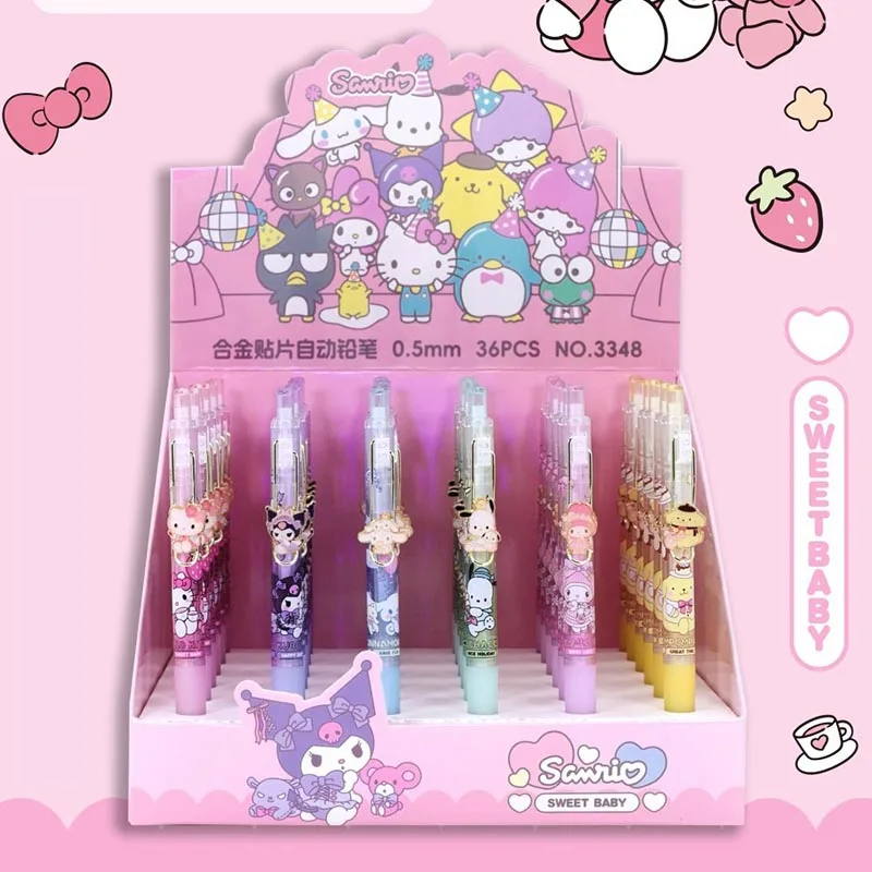 36pcs/lot Sanrio Kawaii Kuromi Pochacco Mechanical Pencil Cute 0.5MM Drawing Writing Automatic Pen School Office Supplies