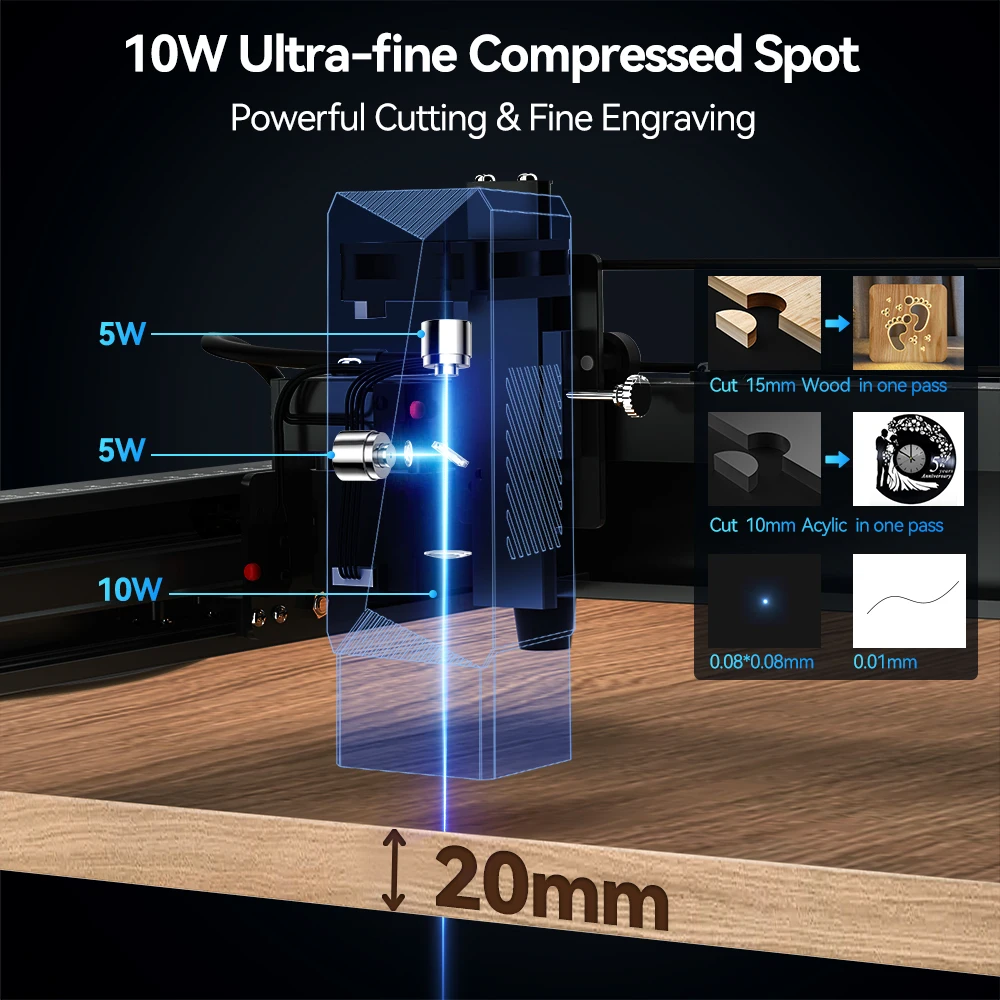 Woxcker JL7 Laser Engraver Machine 10W Cutting Tools Lasers 400 x 400 mm Engraving Area CNC Machine DIY