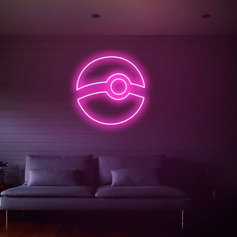 Poke Ball Neon Sign, Game Room Bedroom Wall Decoration, Led Art, Anime Neon Sign,Home Decor