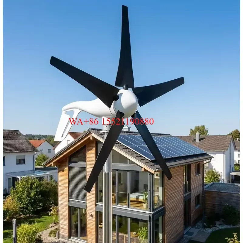 WMWMNU Custom 3000W Solar Wind Hybrid Generator On Grid Vertical Wind Turbine with Inverter for Wind Solar Power System