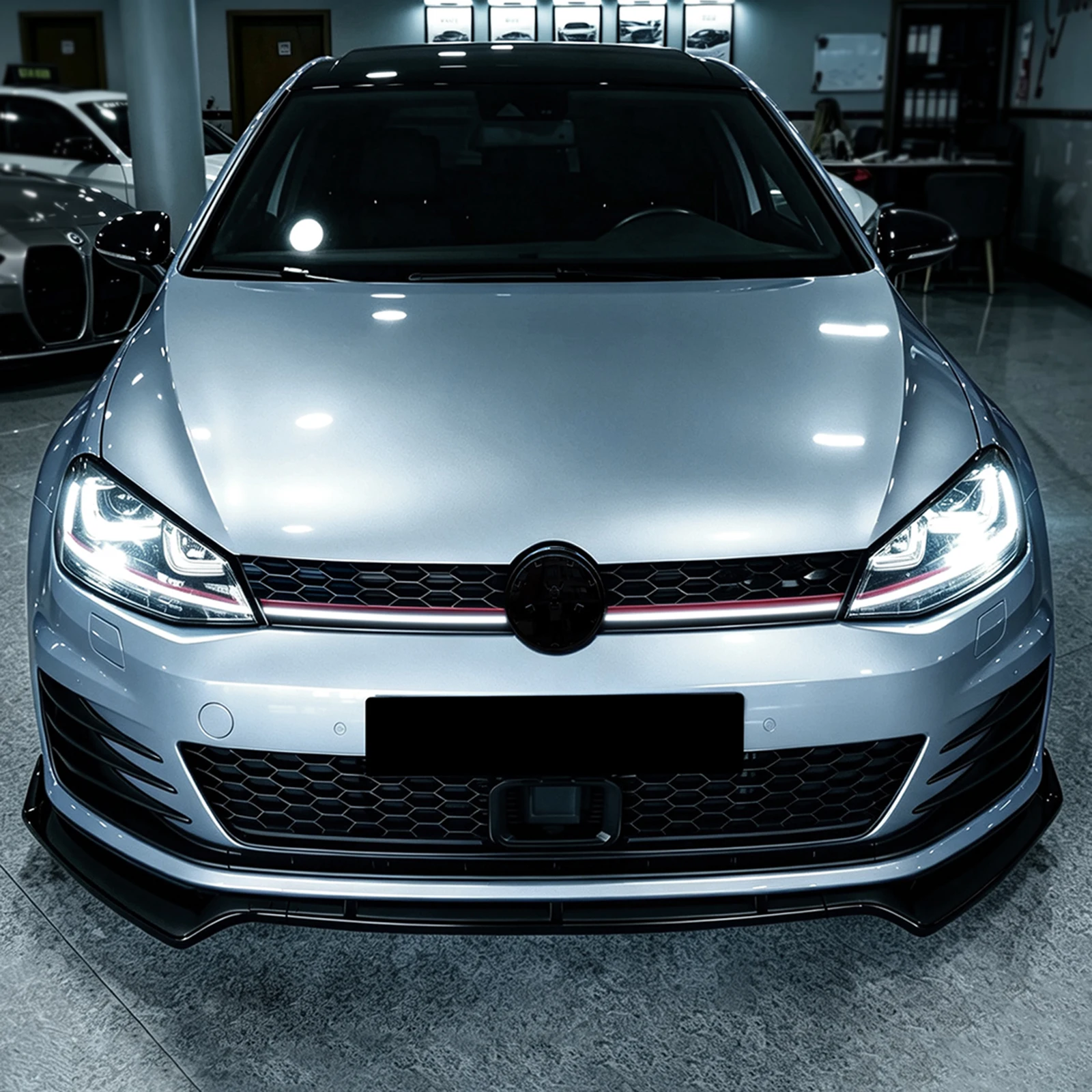 Racing Grill Front Grille Mesh Grid Upper Bumper Hood Cover Trim For Volkswagen VW Golf 7 MK7 GTI 2013-2016 Gloss Black view 4