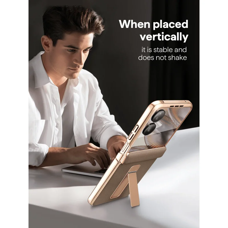 Etui na Xiaomi Mix Flip, wysokiej jakości skóra, automatyczny mechanizm odbicia, ochrona zawiasów sprężynowych, odporny na wilgoć, powłoka z wyraźnym uchwytem, etui z klapką. — zdjęcie produktu 3