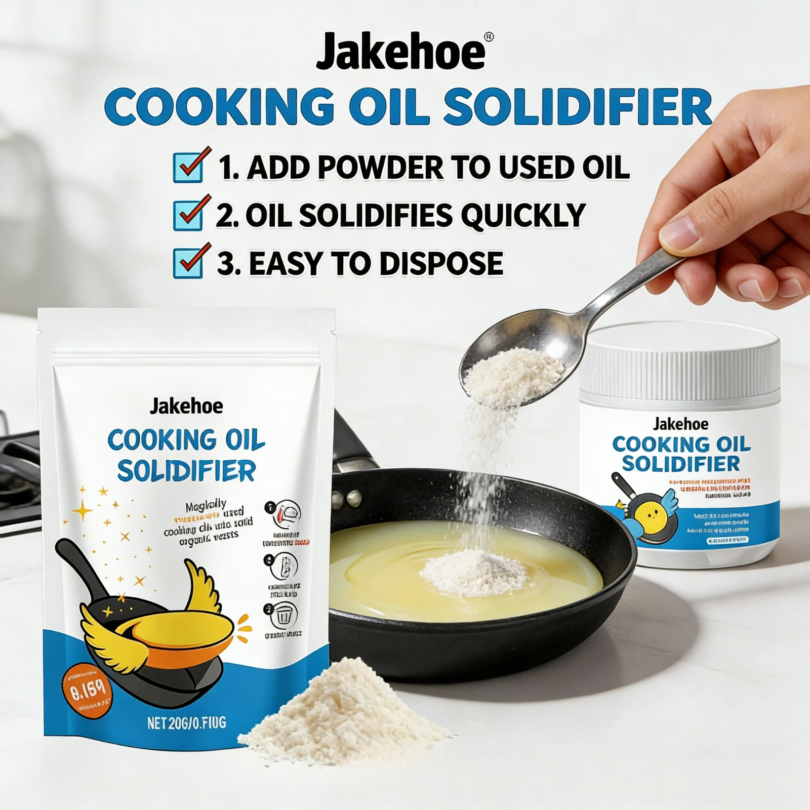 Cooking Oil Solidifier Powder Hot Grease Hardener For Used Fryer Oil Waste Vegetable Lard Eco Friendly Kitchen Cleaning Tool