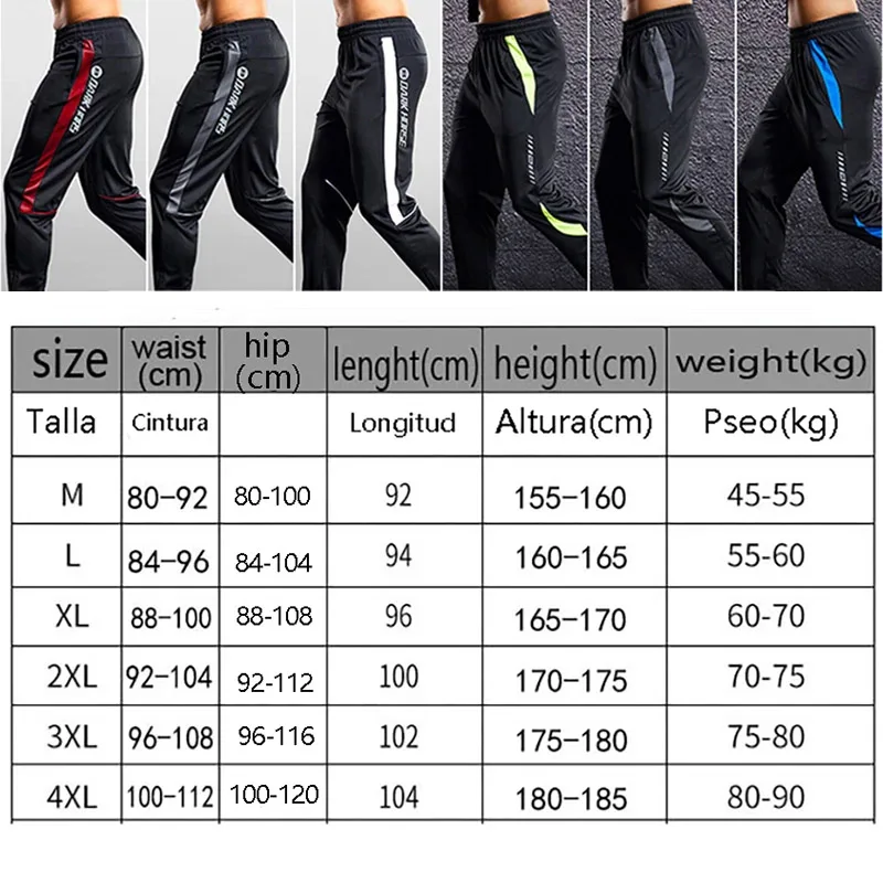 Men Sport Pants Running Pants With Zipper Pockets Soccer Training Jogging Sports Trousers Fitness Football Leggings Sweatpants