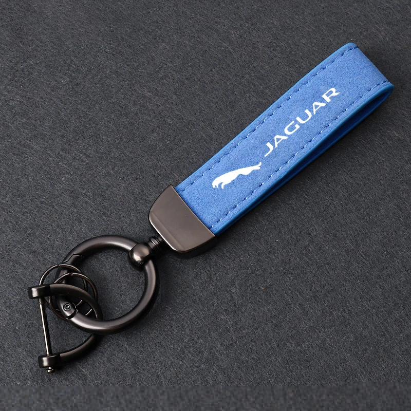 New Car Suede Leather Keychain Horseshoe Buckle Jewelry for Jaguar XE F-Pace XF XJ X-Type S-Type F-Type Car KeyChain Accessories