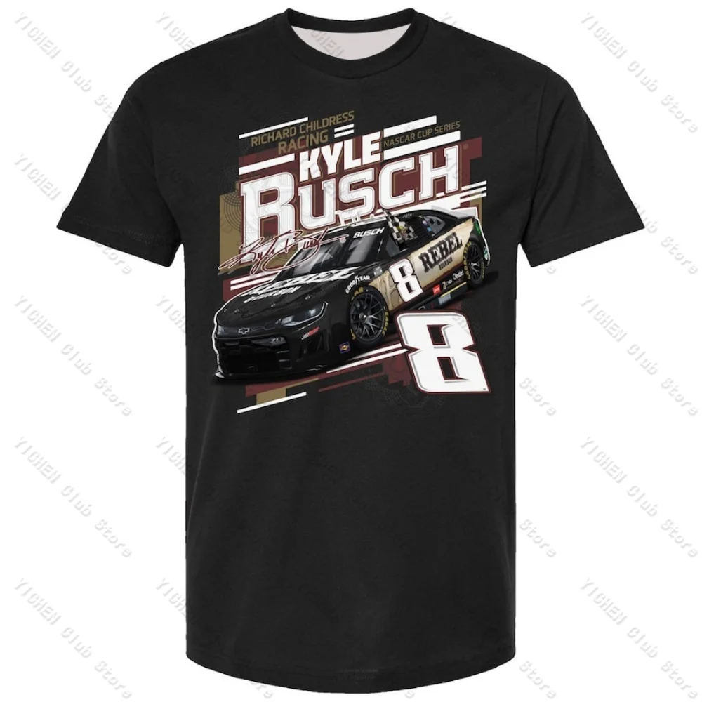 Motorcycle T-Shirt Kyle Busch Richard Childress Racing Team Collection Rebel Bourbon Draft Street Casual Versatile Men's T-Shirt