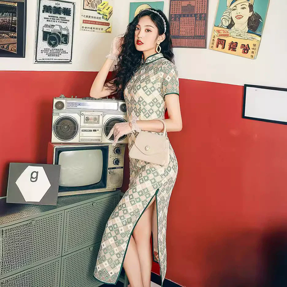 Classical Ethic Style Cheongsam Women Sexy Qipao Vintage Button Down Chinese Style Dress Improved Chinese Vestidos Party Costume