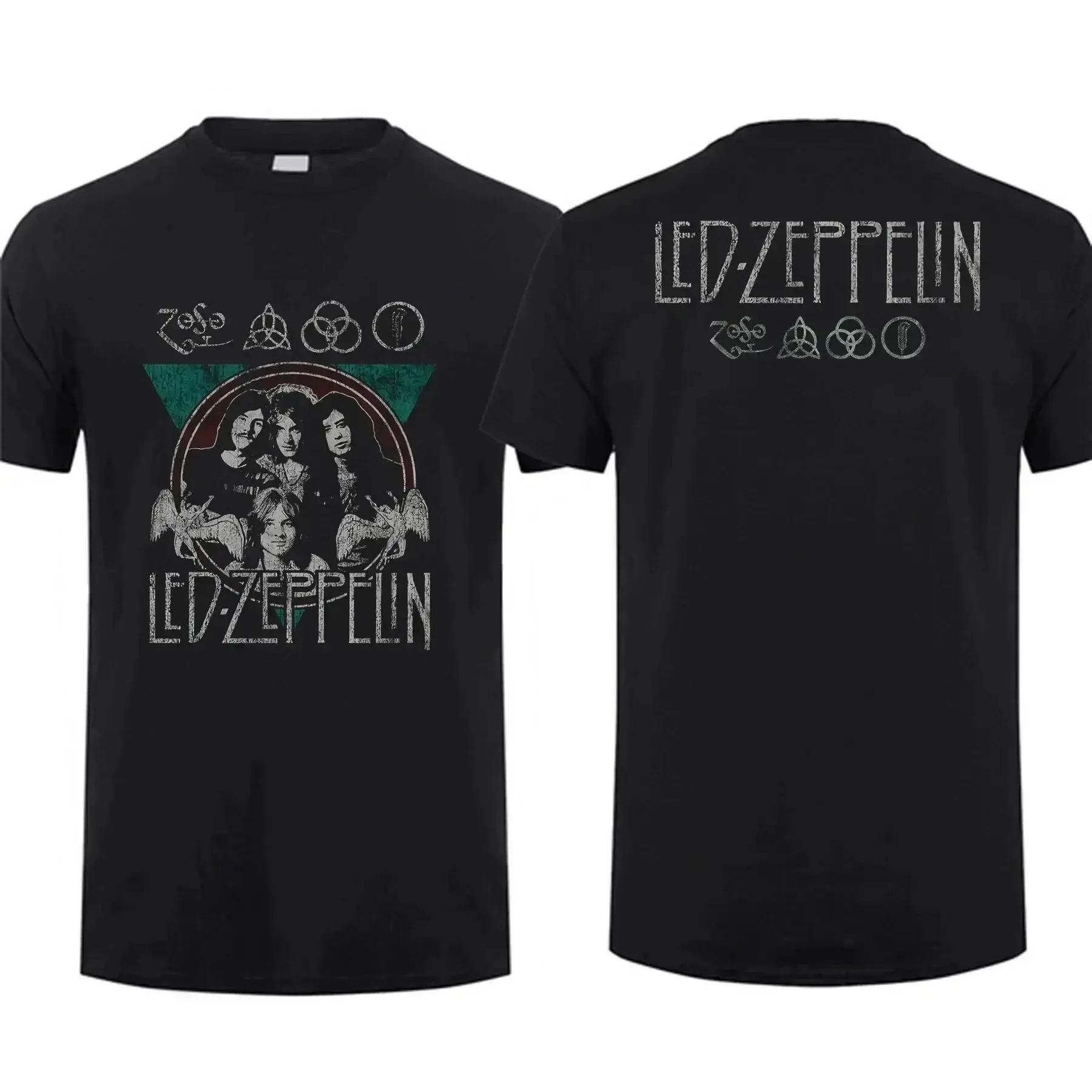 Vintage rock topos retro rock band leva uma turnê da mãe navio led zeppelin camiseta com algodão solto mangas curtas unisex