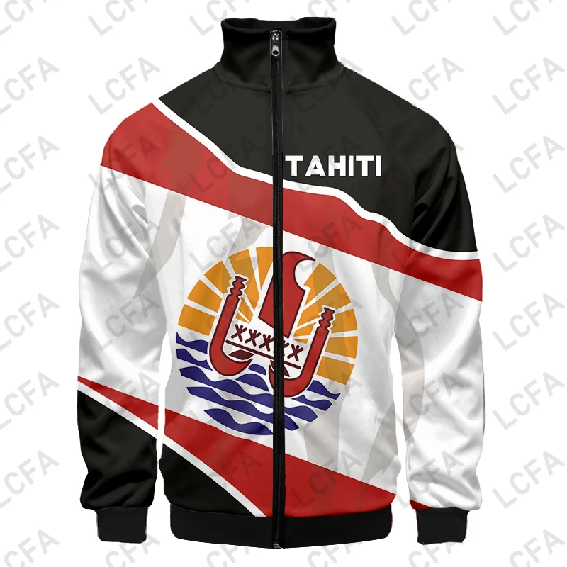 

Tahiti Polynesia 3D Print Harajuku Zip Up Jacket Men Streetwear Rugby Team Baseball Jackets Big Size Custom Wholesale Dropship