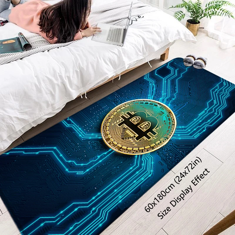 Bedside Rugs Foot Carpets Bitcoin Entrance Doormat Kawaii Rug Floor Mats Soft Carpet Anti Slip Mat Home Kitchen Hallway Decor