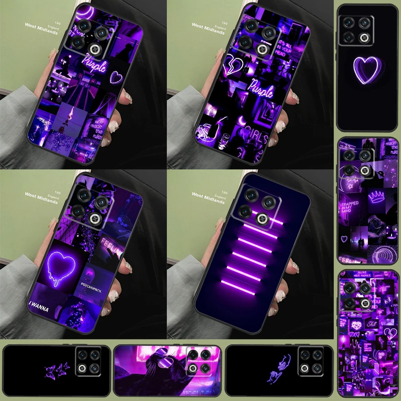 Purple Colour Neon Light Case For OnePlus 11 8 9 10 Pro 8T 9R 9RT 10T Cover For OnePlus Nord 3 2T CE 2 Lite N10 N20