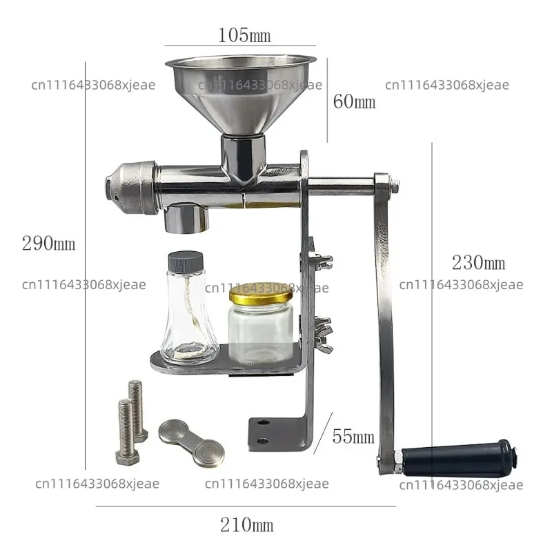 Stainless Steel Manual Oil Press Machine, Small Household Peanut Press for Walnut and Rapeseed Oil Extraction Equipment