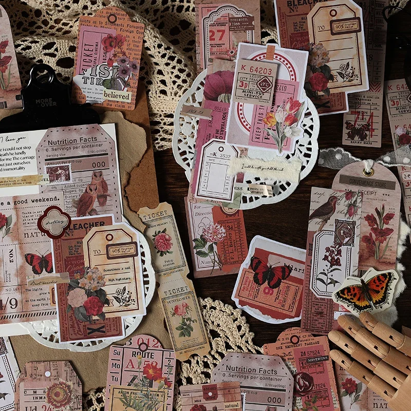 30Pcs Stickers Pad Basic Background paper Label Scrapbook Mountains Rivers Poetic Romance Literature Material 140*75mm