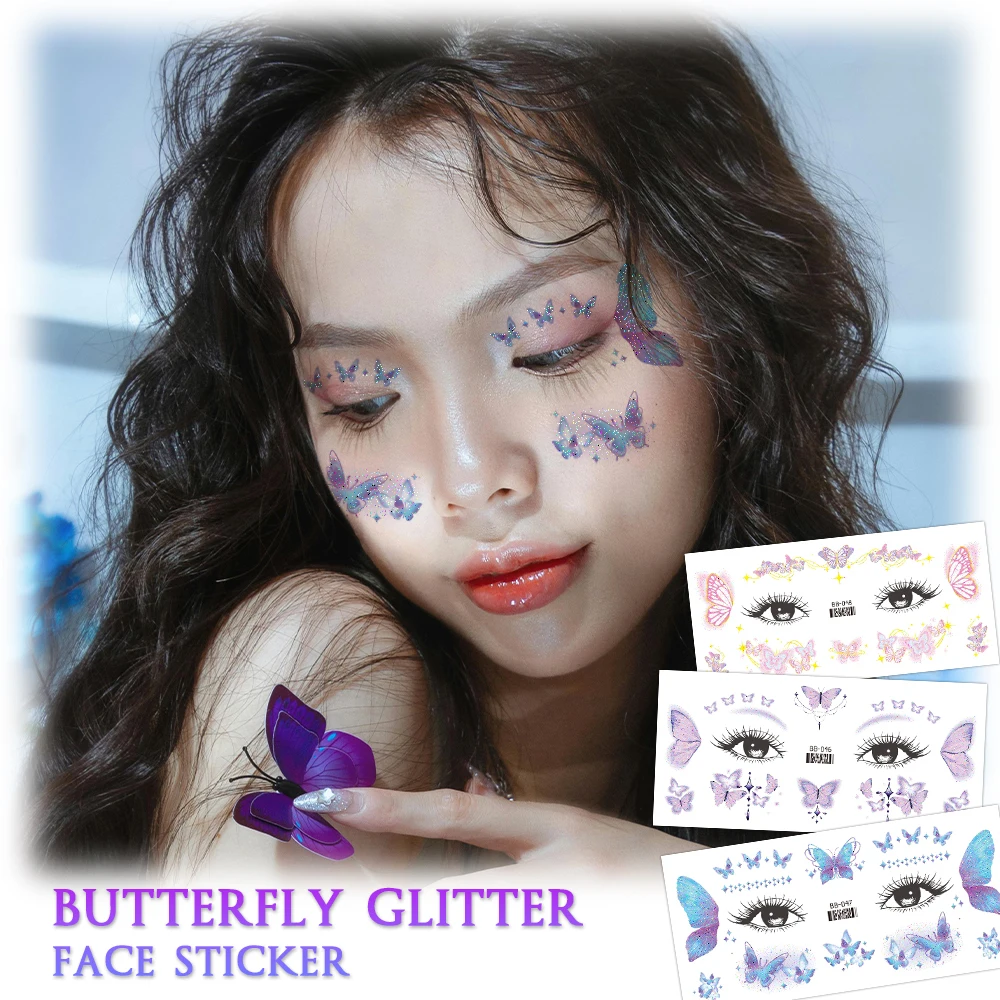 

6 Pack Mermaid Scales Glitter Face Temporary Tattoos Multi-color Fish Scales & Fish Tail Patterns Waterproof Body Art Stickers