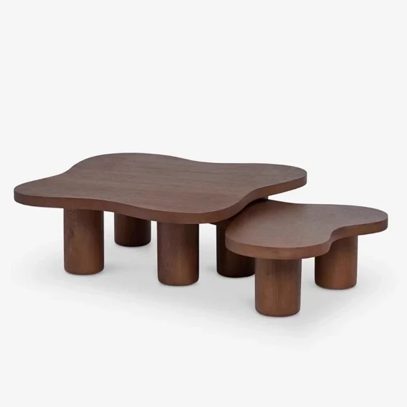 

French medieval solid wood coffee table, living room home designer special-shaped tea table combination