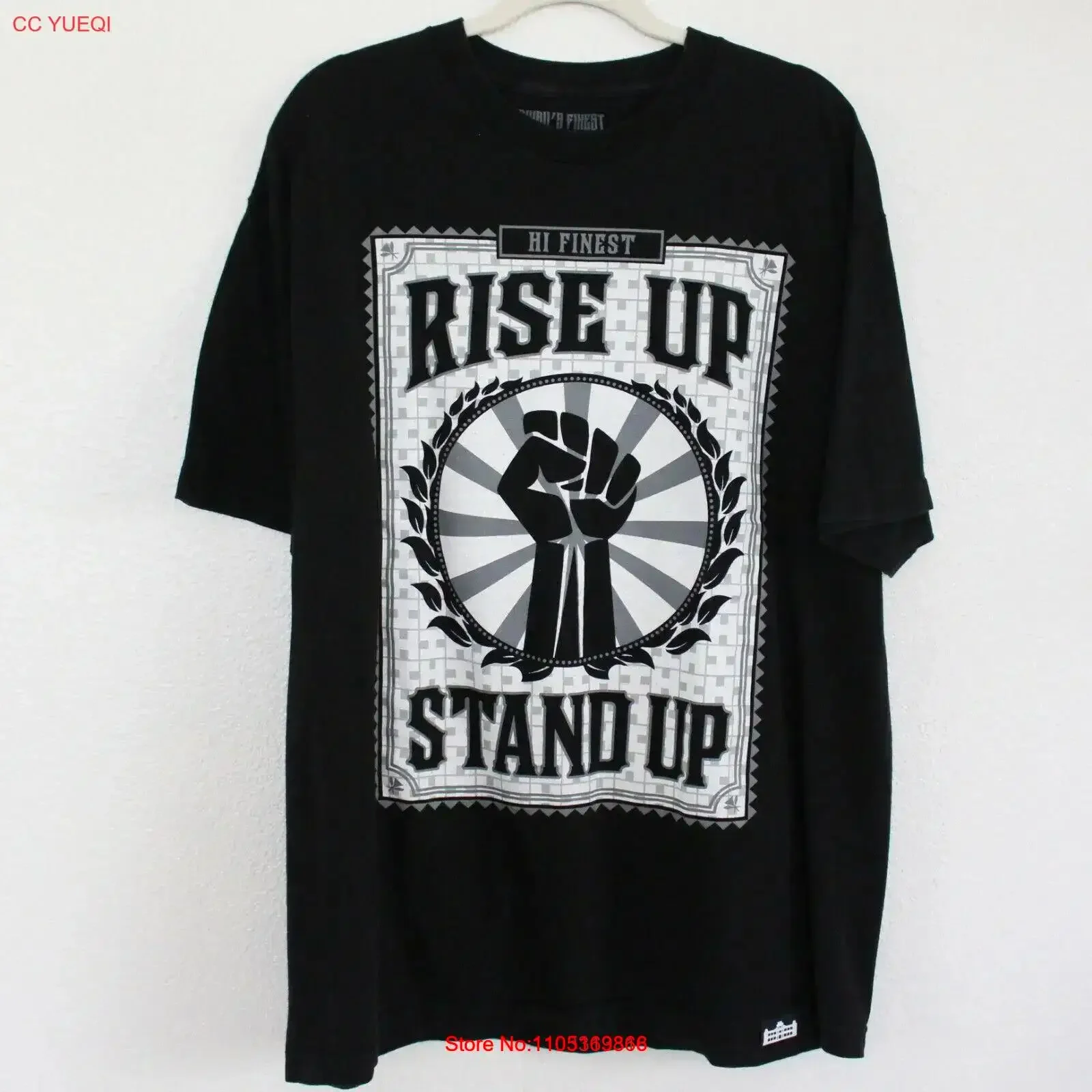HAWAII'S FINEST Rise Up Stand Black and Gray T shirt Men's Size XL vintage Washed Unisex Slightly Breathable graphic Versatile